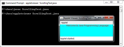 Scrolling Text in Java Applet Example