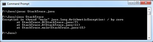 Stack Trace in Java Example
