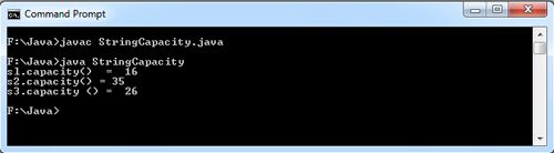 StringBuffer Capacity In Java Examples