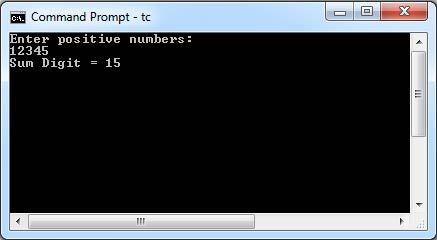 C Program Sum of Digits of a Given Integer Number