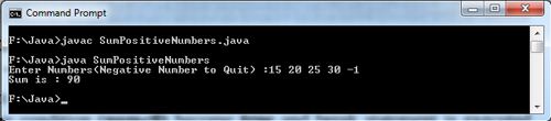 Java Calculate The Sum Of Only The Positive Numbers. Example