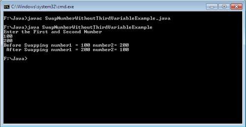 Swap Numbers Without Using Third Variable Java Example