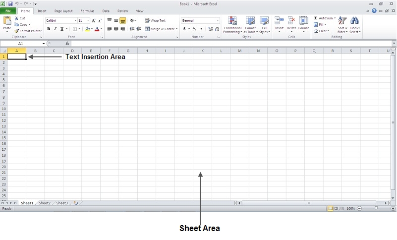 Text Insertion Area in Excel 2010