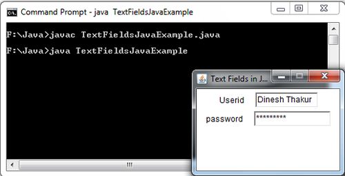 Text Fields in Java Example