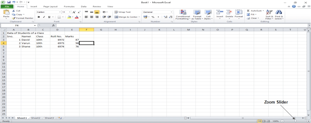 Zoom Slider in Excel 2010