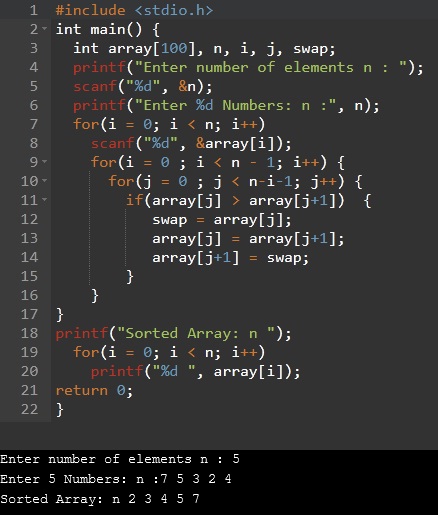 Bubble Sort In C
