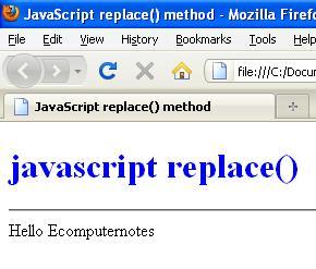 JavaScript replace() Method