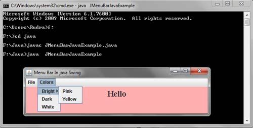 JMenuBar in Java Swing Example