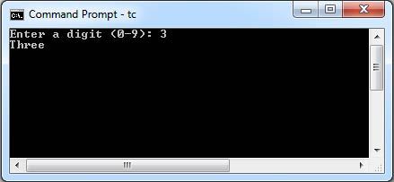 C Program for print a given digit as a word
