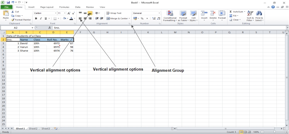 Text Alignment in Excel 2010