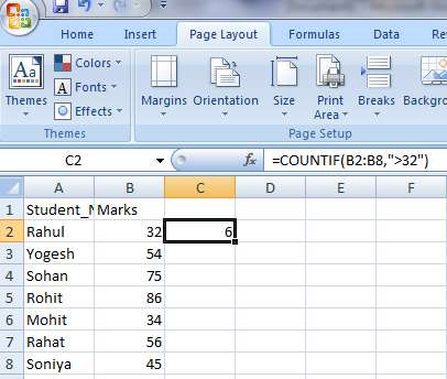 How to use the countif function in excel