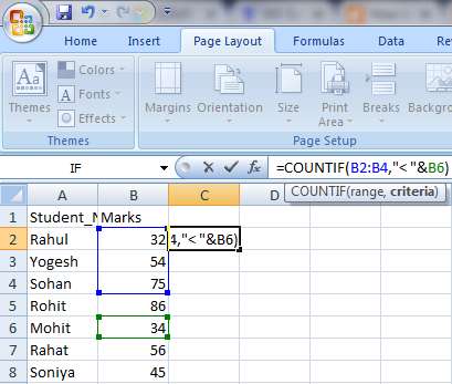 How to use the countif function in excel