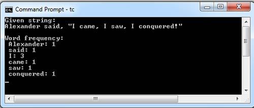 C Program determine the frequency of words in a given string